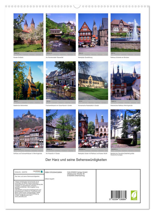 Der Harz und seine Sehenswürdigkeiten (CALVENDO Premium Wandkalender 2027)