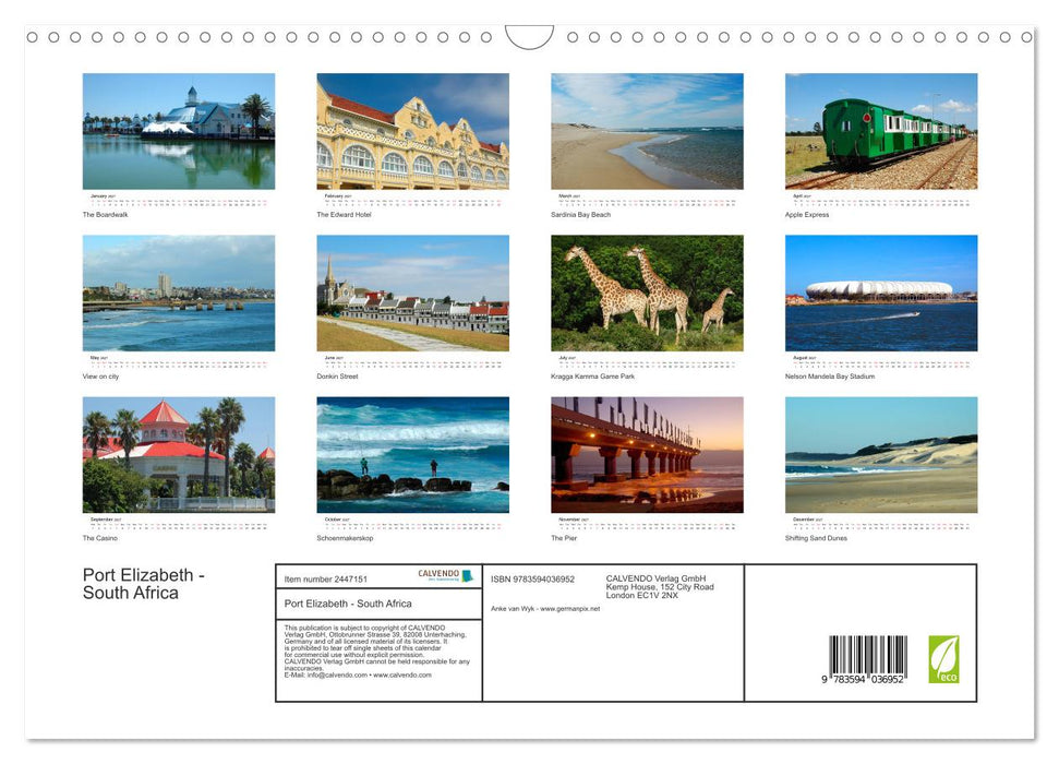 Port Elizabeth - South Africa (CALVENDO Monthly Calendar 2027)