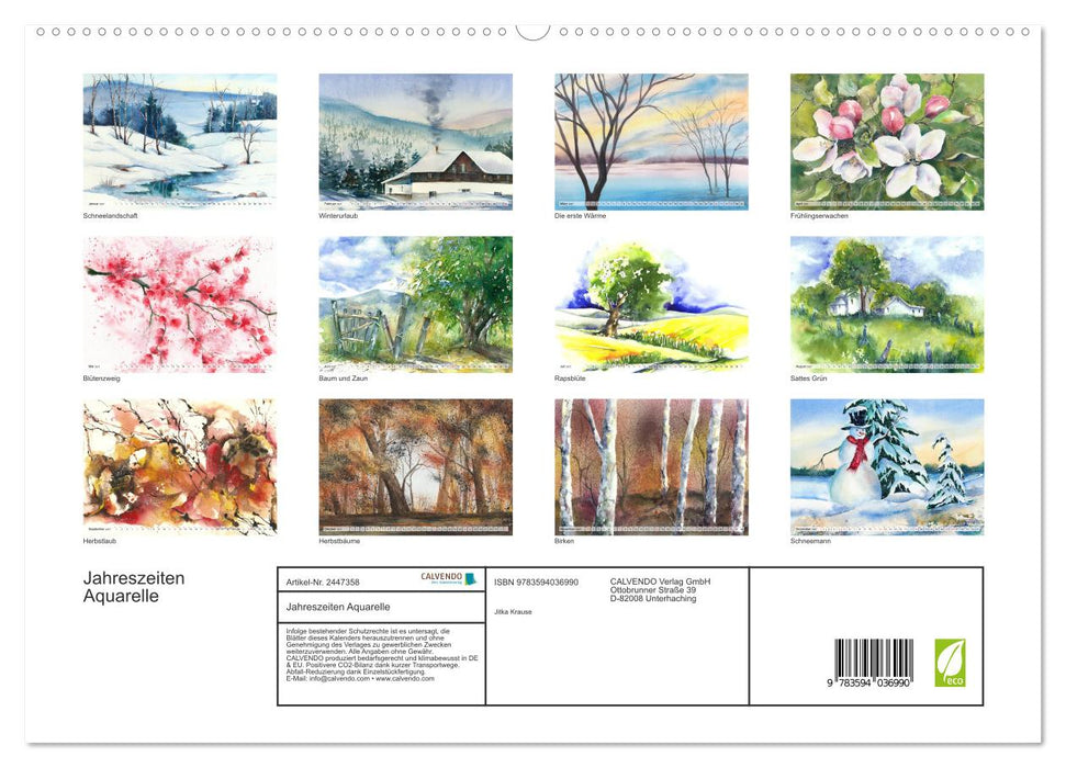 Jahreszeiten Aquarelle (CALVENDO Premium Wandkalender 2027)