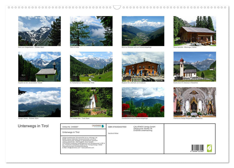 Unterwegs in Tirol (CALVENDO Wandkalender 2027)