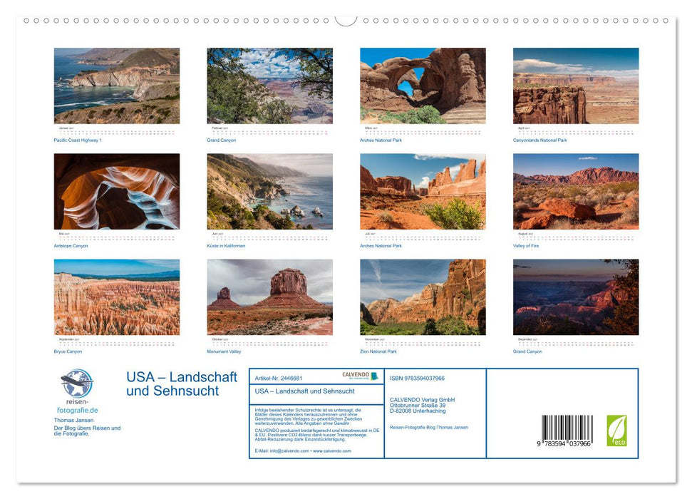 USA – Landschaft und Sehnsucht (CALVENDO Premium Wandkalender 2027)