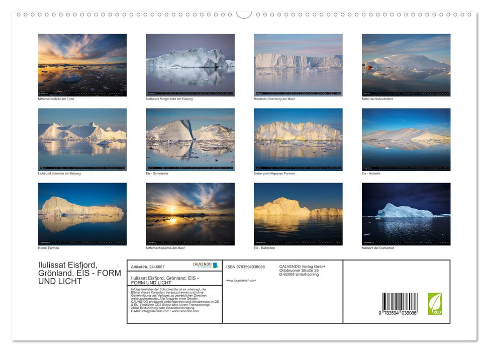 Ilulissat Eisfjord, Grönland. EIS - FORM UND LICHT (CALVENDO Premium Wandkalender 2027)