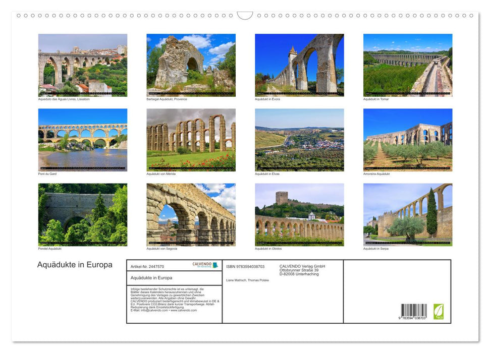 Aquädukte in Europa (CALVENDO Wandkalender 2027)