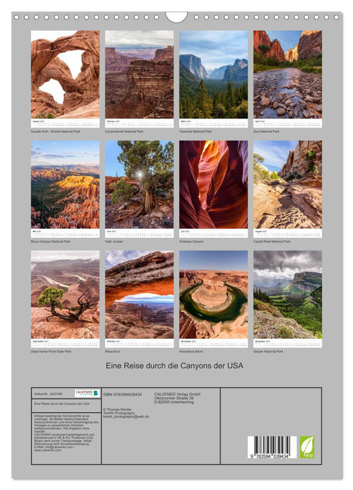 Eine Reise durch die Canyons der USA (CALVENDO Wandkalender 2027)