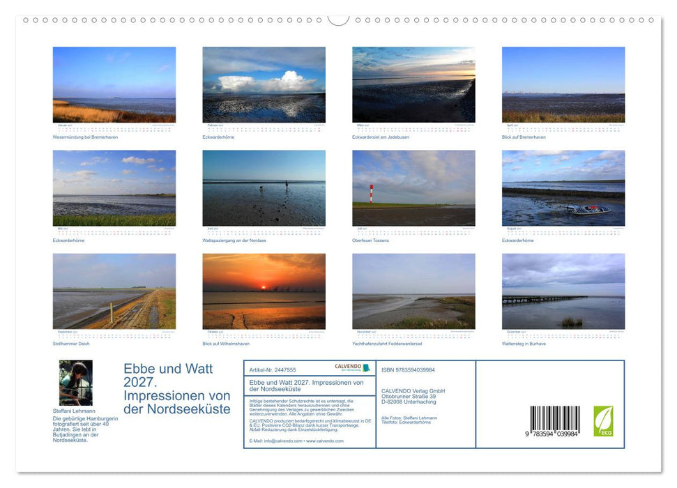 Ebbe und Watt 2027. Impressionen von der Nordseeküste (CALVENDO Premium Wandkalender 2027)