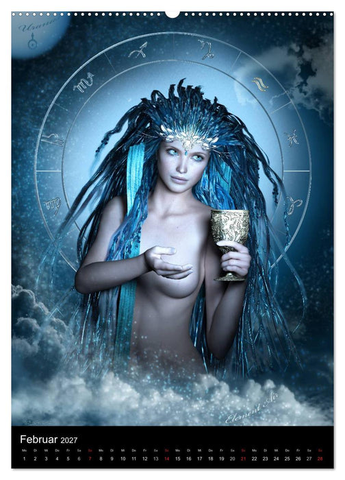 Unter Sternen geboren - Fantasy Tierkreis im Zeichen der Frau (CALVENDO Premium Wandkalender 2027)