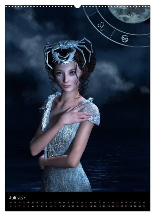 Unter Sternen geboren - Fantasy Tierkreis im Zeichen der Frau (CALVENDO Premium Wandkalender 2027)