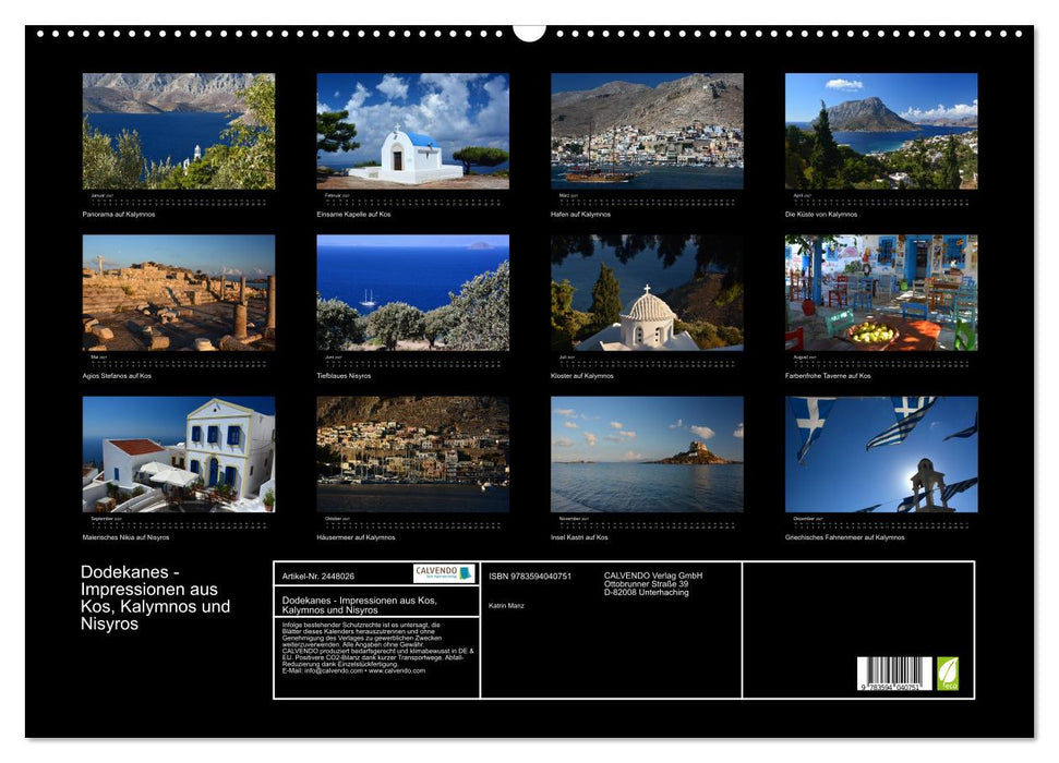Dodekanes - Impressionen aus Kos, Kalymnos und Nisyros (CALVENDO Wandkalender 2027)