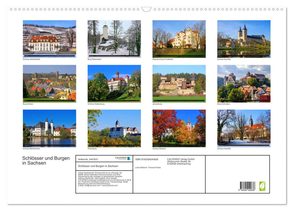 Schlösser und Burgen in Sachsen (CALVENDO Wandkalender 2027)