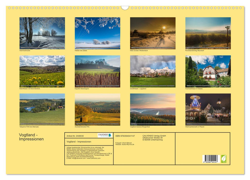 Vogtland - Impressionen (CALVENDO Wandkalender 2027)