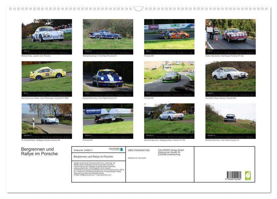 Bergrennen und Rallye im Porsche (CALVENDO Wandkalender 2027)