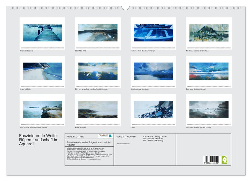 Faszinierende Weite. Rügen-Landschaft im Aquarell (CALVENDO Wandkalender 2027)