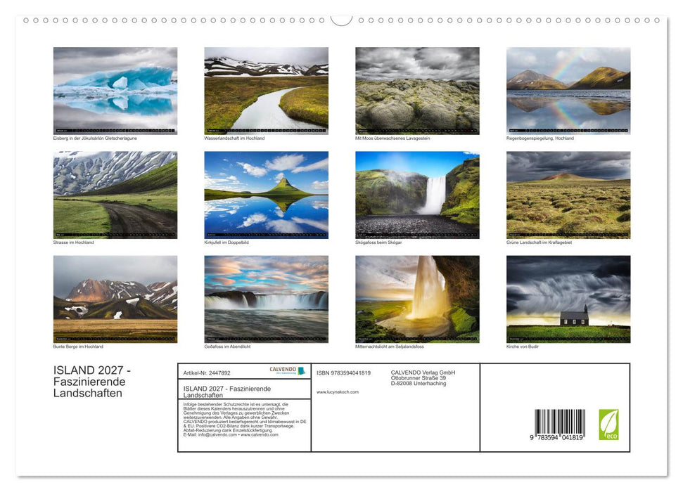 ISLAND 2027 - Faszinierende Landschaften (CALVENDO Premium Wandkalender 2027)