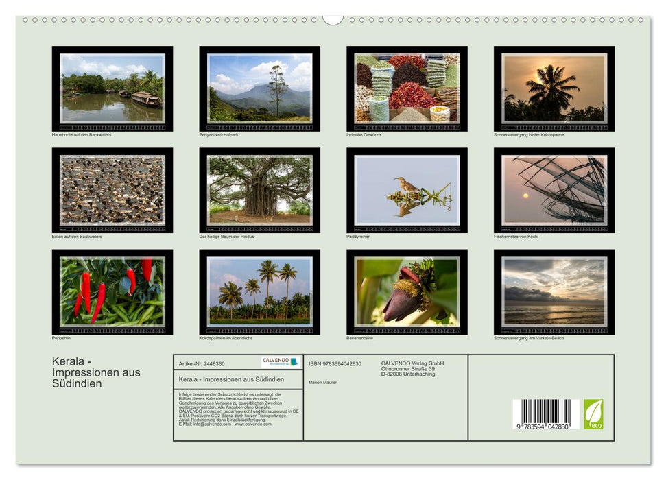 Kerala - Impressionen aus Südindien (CALVENDO Premium Wandkalender 2027)