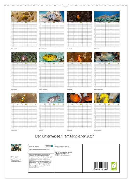 Der Unterwasser Familienplaner 2027 (CALVENDO Premium Wandkalender 2027)