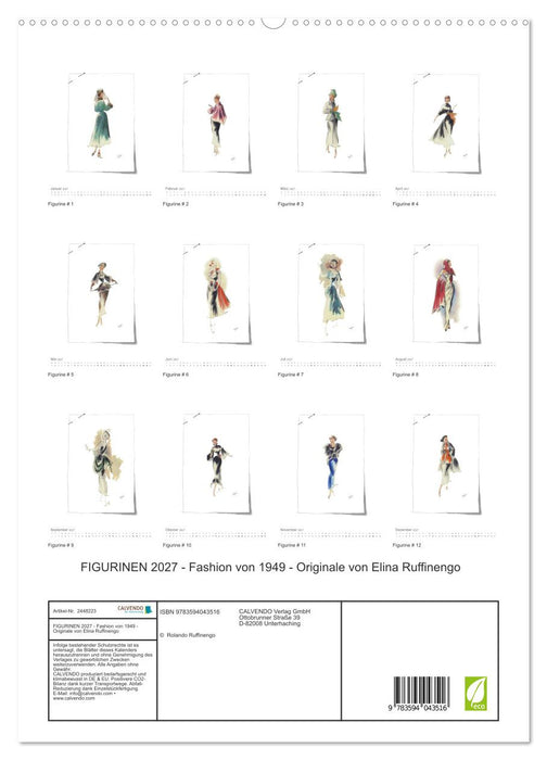 FIGURINEN 2027 - Fashion von 1949 - Originale von Elina Ruffinengo (CALVENDO Premium Wandkalender 2027)