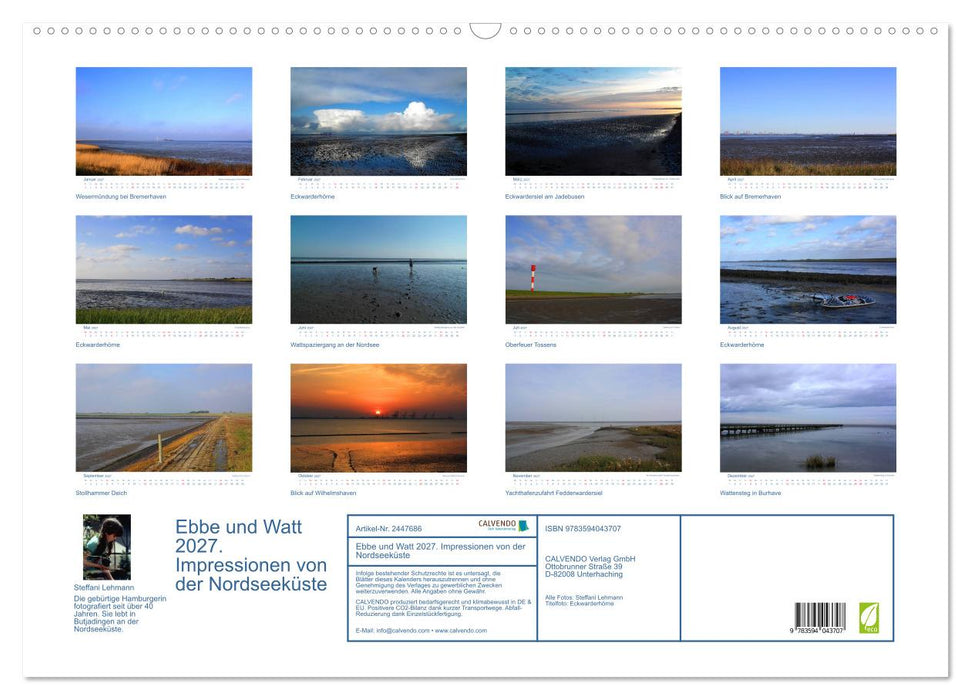 Ebbe und Watt 2027. Impressionen von der Nordseeküste (CALVENDO Wandkalender 2027)