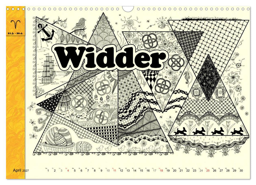 Tangle-Art, Sternzeichen mal anders (CALVENDO Wandkalender 2027)