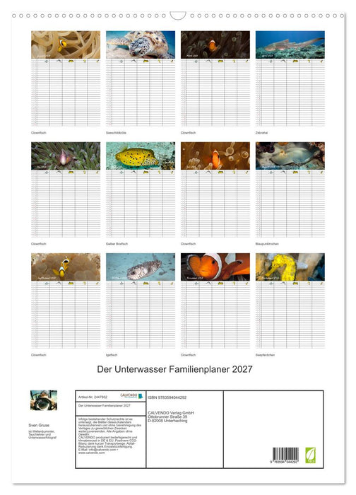 Der Unterwasser Familienplaner 2027 (CALVENDO Wandkalender 2027)