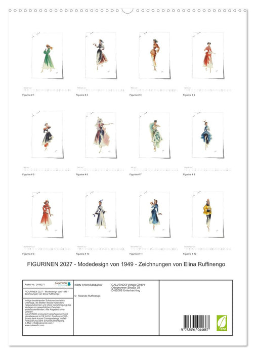 FIGURINEN 2027 - Modedesign von 1949 - Zeichnungen von Elina Ruffinengo (CALVENDO Premium Wandkalender 2027)