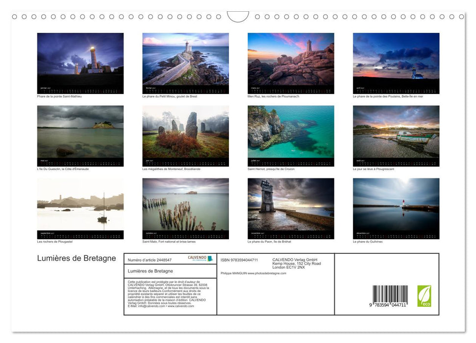 Lumières de Bretagne (CALVENDO Calendrier mensuel 2027)