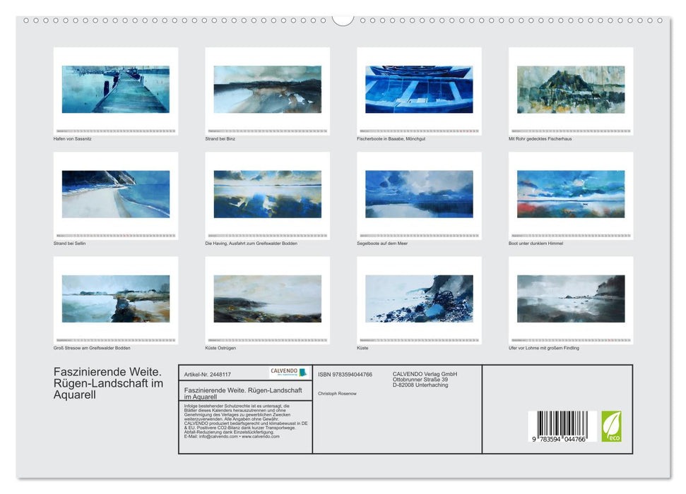 Faszinierende Weite. Rügen-Landschaft im Aquarell (CALVENDO Premium Wandkalender 2027)