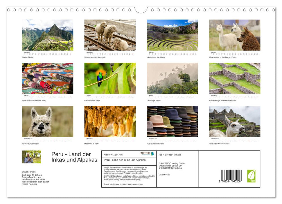 Peru - Land der Inkas und Alpakas (CALVENDO Wandkalender 2027)