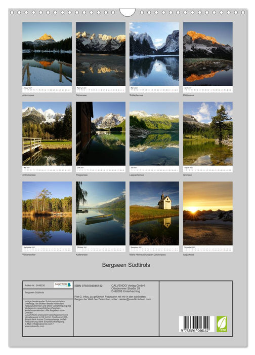 Bergseen Südtirols (CALVENDO Wandkalender 2027)