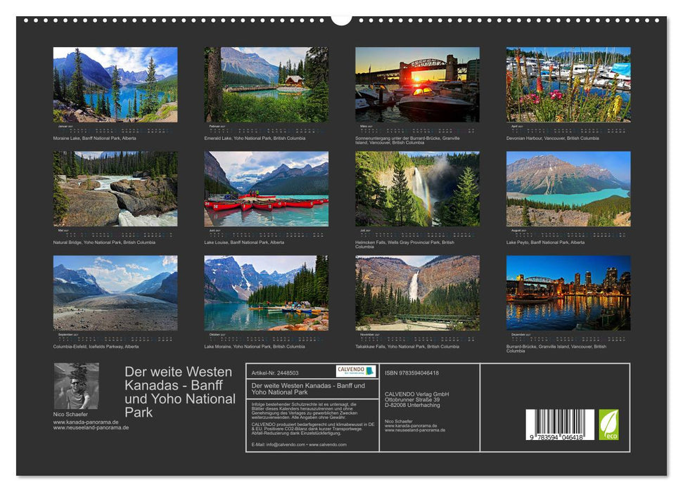 Der weite Westen Kanadas - Banff und Yoho National Park (CALVENDO Premium Wandkalender 2027)