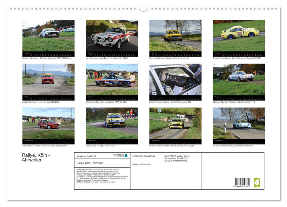 Rallye, Köln - Ahrweiler (CALVENDO Wandkalender 2027)