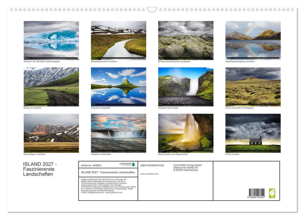 ISLAND 2027 - Faszinierende Landschaften (CALVENDO Wandkalender 2027)