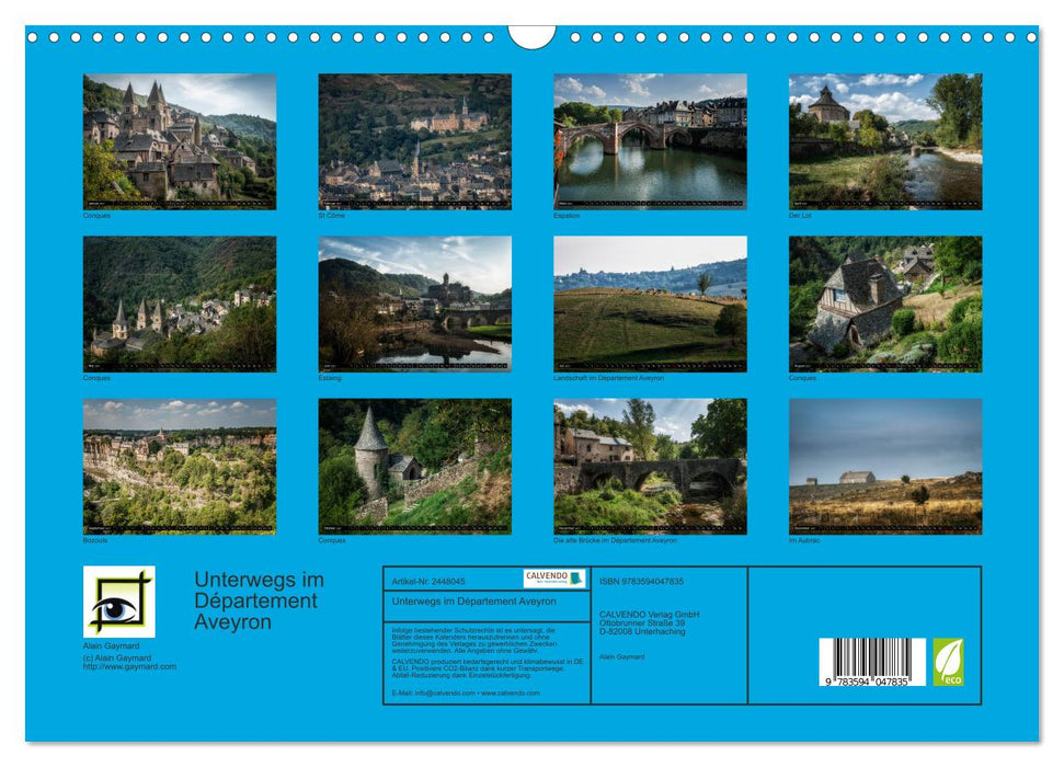 Unterwegs im Département Aveyron (CALVENDO Wandkalender 2027)