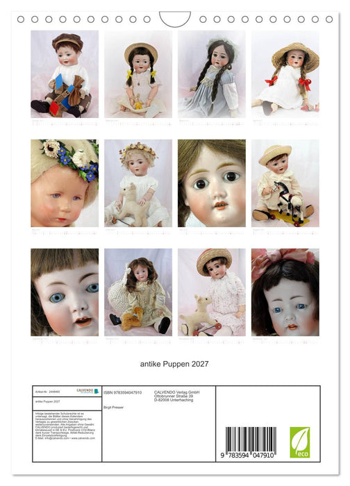 antike Puppen 2027 (CALVENDO Wandkalender 2027)