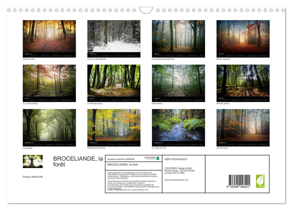 BROCELIANDE, la forêt (CALVENDO Calendrier mensuel 2027)