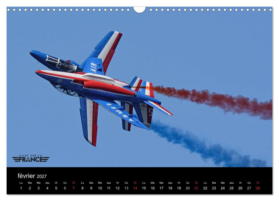 Ailes sur la France (CALVENDO Calendrier mensuel 2027)