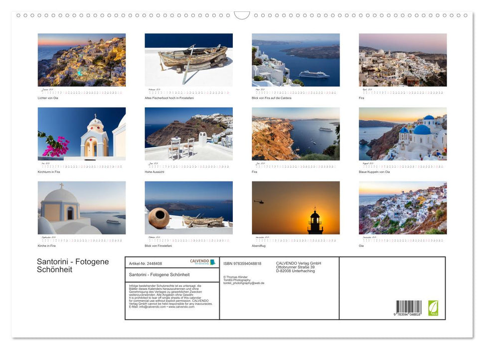 Santorini - Fotogene Schönheit (CALVENDO Wandkalender 2027)