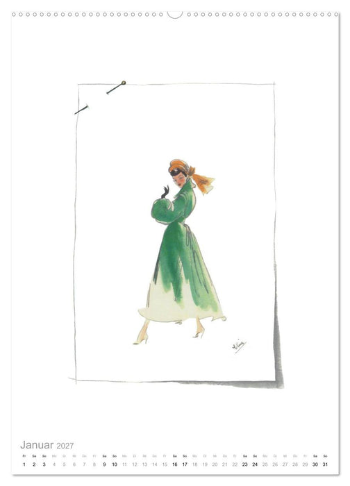 FIGURINEN 2027 - Modedesign von 1949 - Zeichnungen von Elina Ruffinengo (CALVENDO Wandkalender 2027)