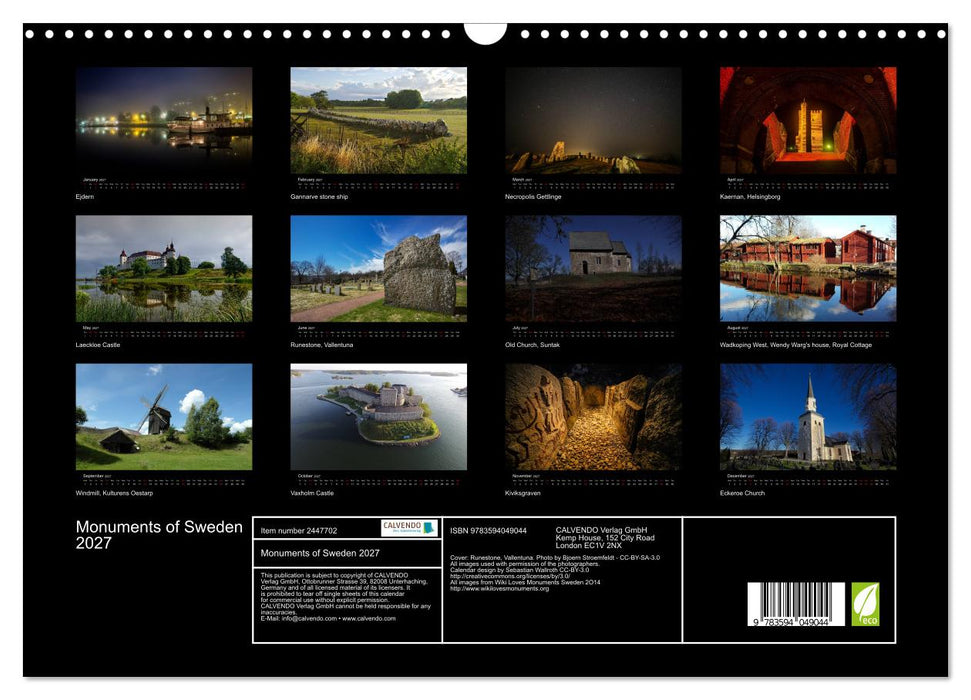 Monuments of Sweden 2027 (CALVENDO Monthly Calendar 2027)