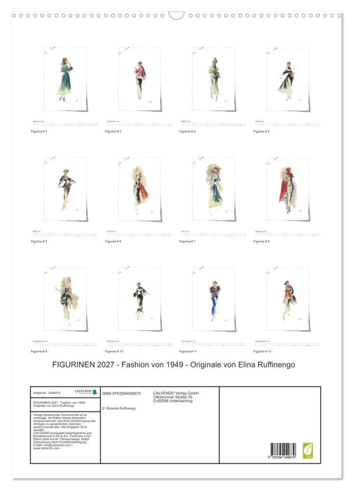 FIGURINEN 2027 - Fashion von 1949 - Originale von Elina Ruffinengo (CALVENDO Wandkalender 2027)