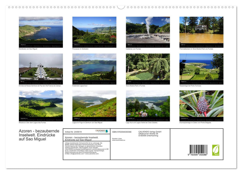 Azoren - bezaubernde Inselwelt. Eindrücke auf Sao Miguel (CALVENDO Premium Wandkalender 2027)