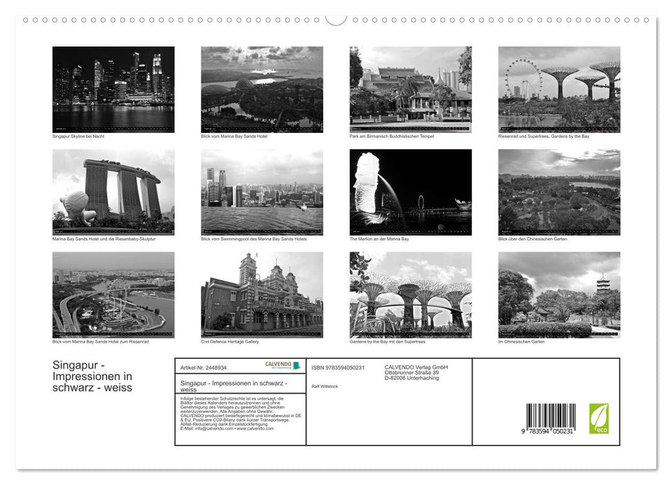 Singapur - Impressionen in schwarz - weiss (CALVENDO Premium Wandkalender 2027)