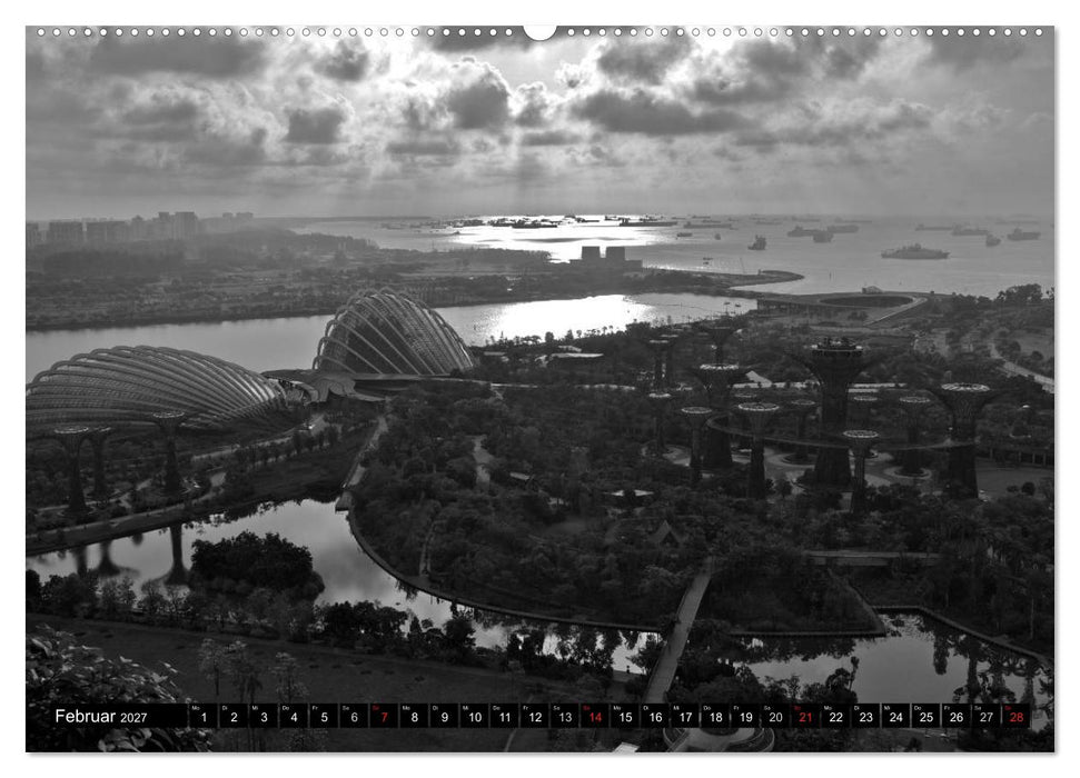 Singapur - Impressionen in schwarz - weiss (CALVENDO Premium Wandkalender 2027)