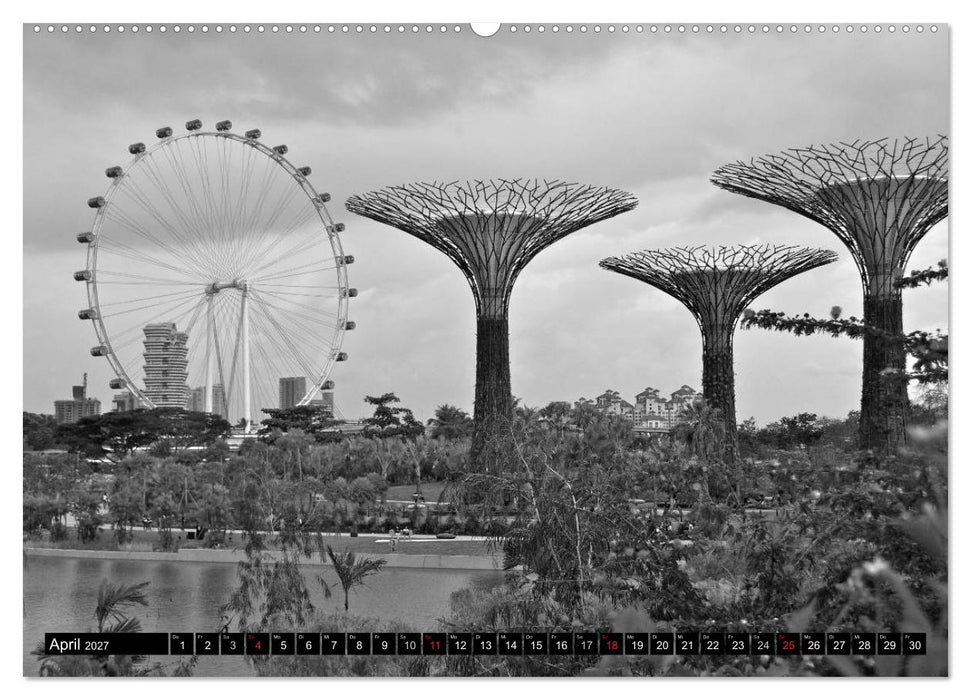 Singapur - Impressionen in schwarz - weiss (CALVENDO Premium Wandkalender 2027)