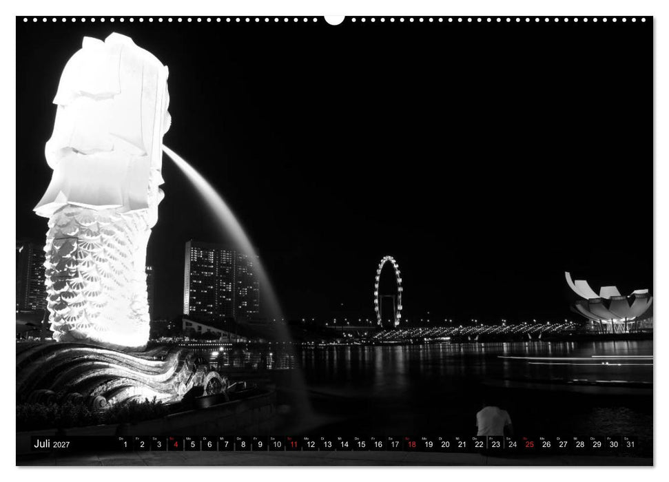 Singapur - Impressionen in schwarz - weiss (CALVENDO Premium Wandkalender 2027)