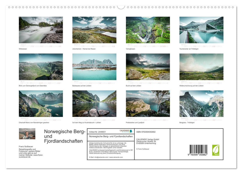 Norwegische Berg- und Fjordlandschaften (CALVENDO Premium Wandkalender 2027)