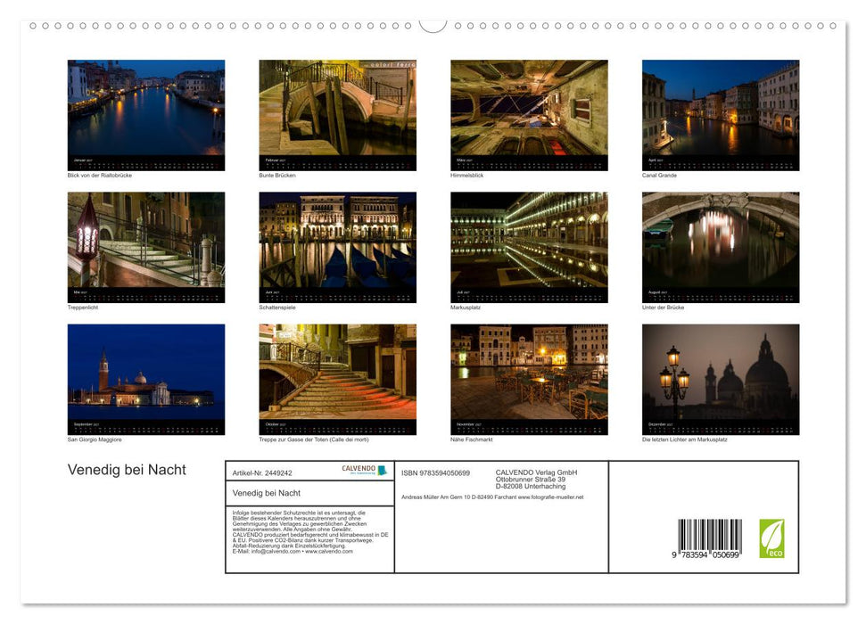 Venedig bei Nacht (CALVENDO Premium Wandkalender 2027)