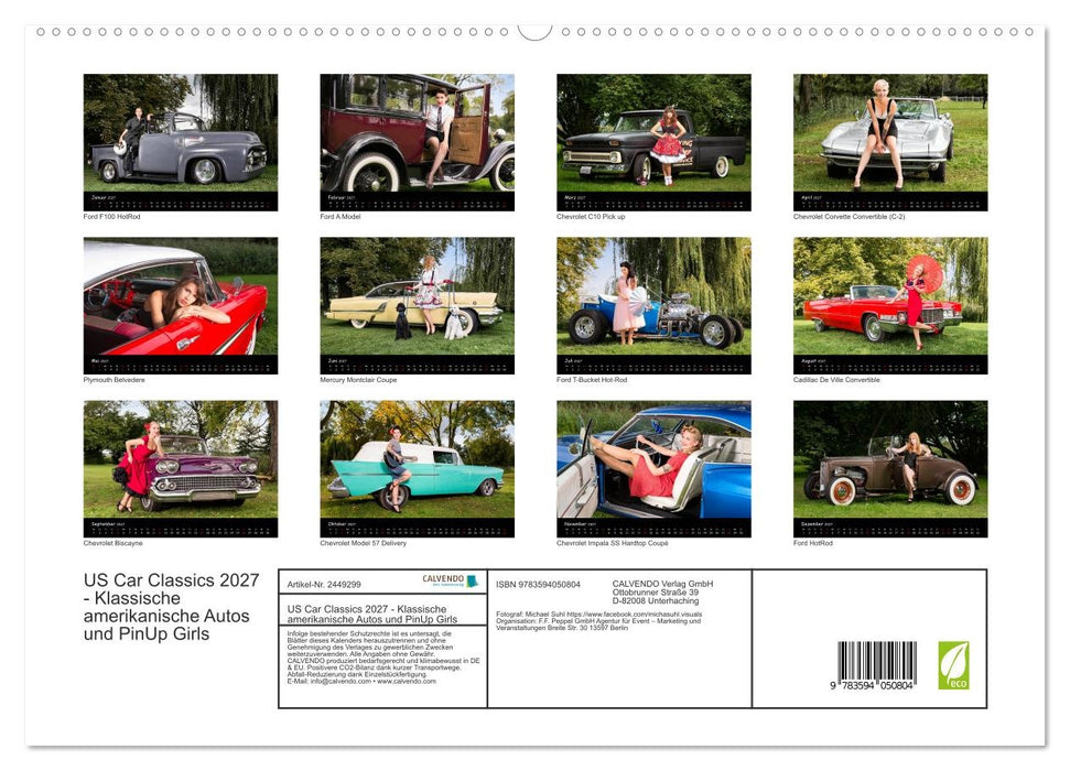 US Car Classics 2027 - Klassische amerikanische Autos und PinUp Girls (CALVENDO Premium Wandkalender 2027)