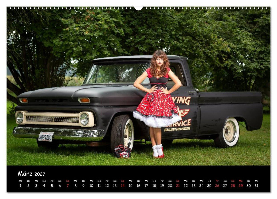 US Car Classics 2027 - Klassische amerikanische Autos und PinUp Girls (CALVENDO Premium Wandkalender 2027)