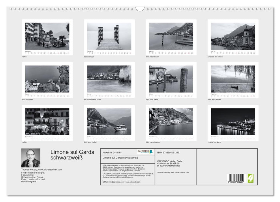 Limone sul Garda schwarzweiß (CALVENDO Wandkalender 2027)