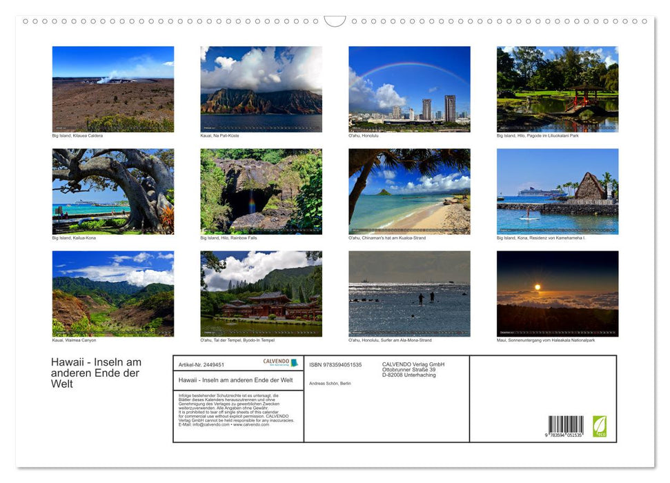 Hawaii - Inseln am anderen Ende der Welt (CALVENDO Wandkalender 2027)